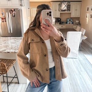 Old Navy Camel Wool Blend Shacket Button Front Jacket Women’s Medium